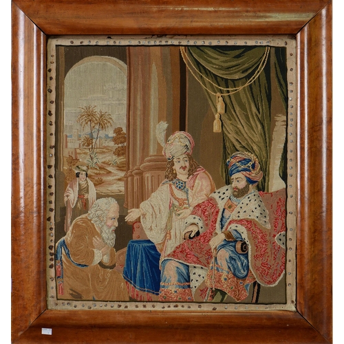 725 - A Victorian Berlin woolwork picture, 60 x 55cm, maple frame