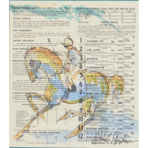 734 - Mitchell Gordon (Fl. 20th c) - Race Horses, a set of five, all signed, pen, ink, crayon and watercol... 