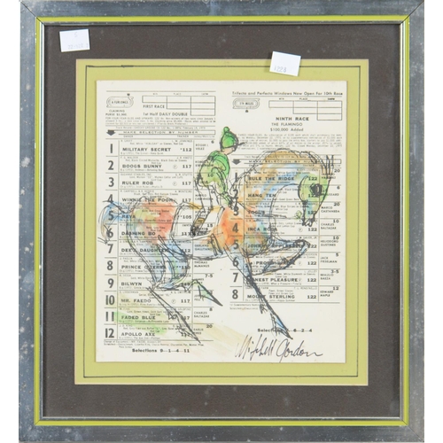 734 - Mitchell Gordon (Fl. 20th c) - Race Horses, a set of five, all signed, pen, ink, crayon and watercol... 