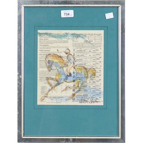 734 - Mitchell Gordon (Fl. 20th c) - Race Horses, a set of five, all signed, pen, ink, crayon and watercol... 