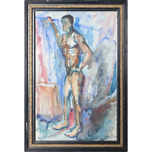 770 - Stuart Bowes - Standing Male Nude, watercolour, signed lower right in pencil, 55 x 35cm... 