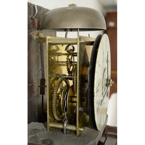 564 - A mahogany 30 hour wall alarm timepiece, Whitehurst & Son Derby, c1812-15, the movement with rec... 