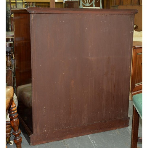 829 - A Victorian mahogany plate cupboard, the interior baize lined, enclosed by a pair of doors with rais... 