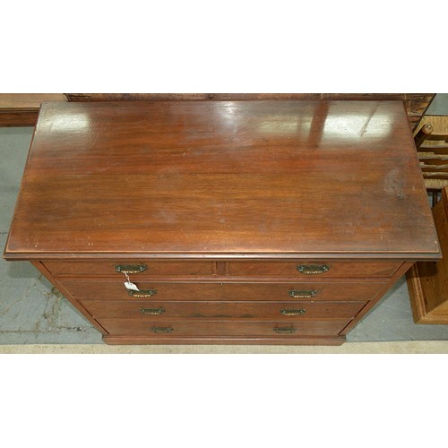 901 - A Victorian walnut and maple chest of drawers, the sides panelled, 107cm h; 49 x 107cm... 