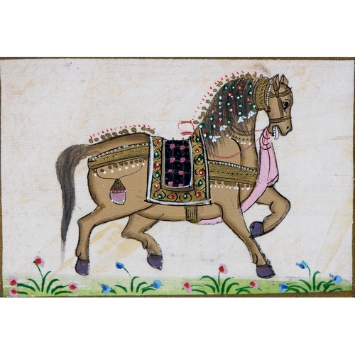 1123 - Ottoman miniature, 18th/early 19th c - A Richly Caparisoned Horse, mixed media on fabric, 65 x ... 