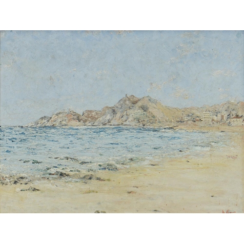 1127 - British School, 20th c - The Spanish Coast, signed N [K] Eyre, oil on hardboard, 44 x 59cm... 