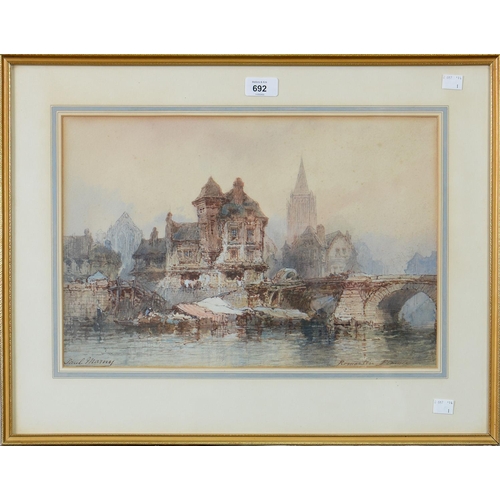 1130 - Paul Marny (1826-1914) - Romartin, signed and inscribed, watercolour, 29 x 43.5cm