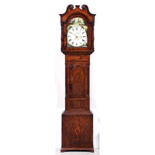 1256 - A Victorian oak, fruitwood and inlaid eight day longcase clock, Josh Sulley, Nottingham, the 11