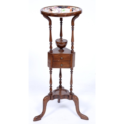 1283 - A mahogany wig or basin stand, early 20th c, in George III style, 84cm h and a Davenport bone china ... 