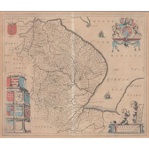 1143 - John Speed - Nottinghamshire, double page engraved map, 1676 or later, hand coloured, 42 x 54.5cm an... 