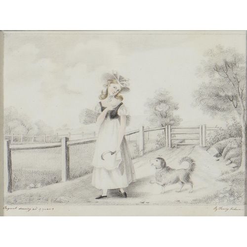 1150 - Marie-Francoise C D 'Fanny' Corbaux (1812-1883) - The Pretty Gleaner, pencil touched with watercolou... 