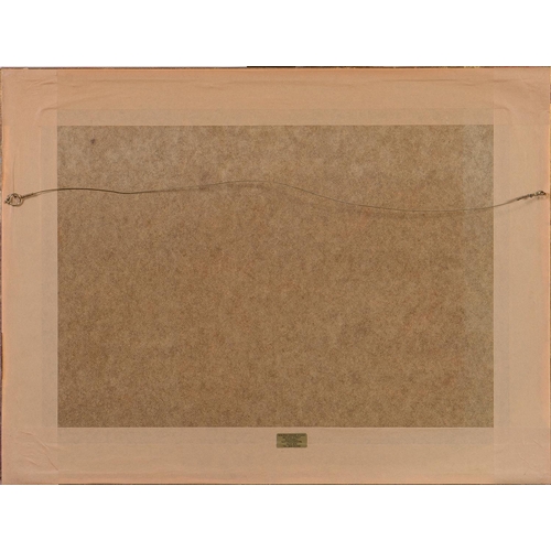 1152 - K E Booth (early 20th c) - Spreading the Net, signed and inscribed, watercolour, 33 x 51cm and E Lew... 