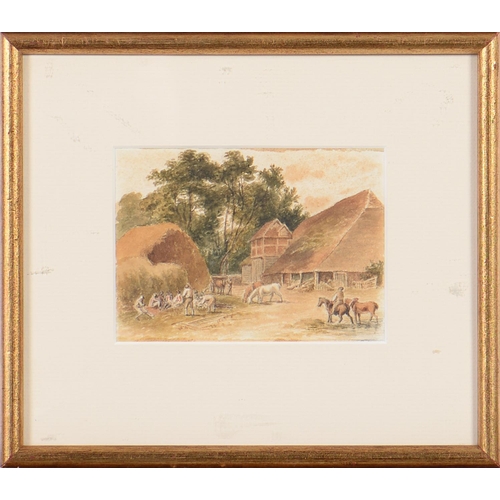 1161 - Robert Hills OWS (1769-1844) - Figures and Livestock in a Rickyard; Scene in a Wood with a Distant L... 