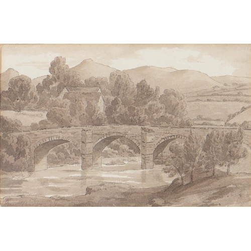 1162 - Thomas Barker of Bath (1769-1847) - New Bridge, watercolour, en grisaille, 10.2 x 15.8cm, inscribed ... 