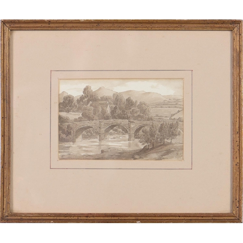 1162 - Thomas Barker of Bath (1769-1847) - New Bridge, watercolour, en grisaille, 10.2 x 15.8cm, inscribed ... 