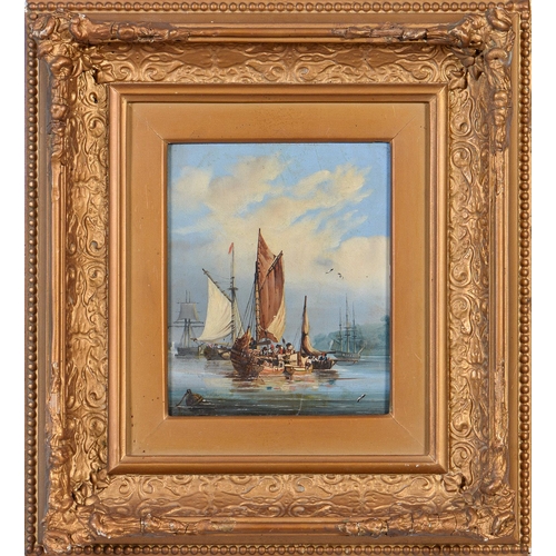 1165 - Dutch School - Shipping Becalmed, oil on panel, 19.5 x 15.5cm