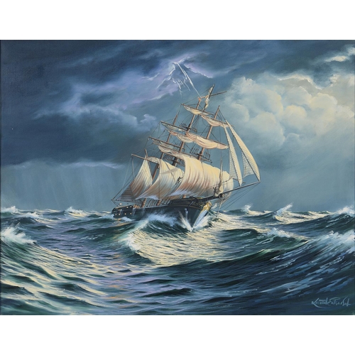 1174 - Keith English (1935-2016) - A Storm at Sea, signed, oil on canvas, 75 x 100cm