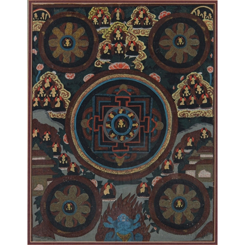 1179 - A Tibetan Buddhist painting on cotton, Mandala Thangka, 55.5 x 42.5cm