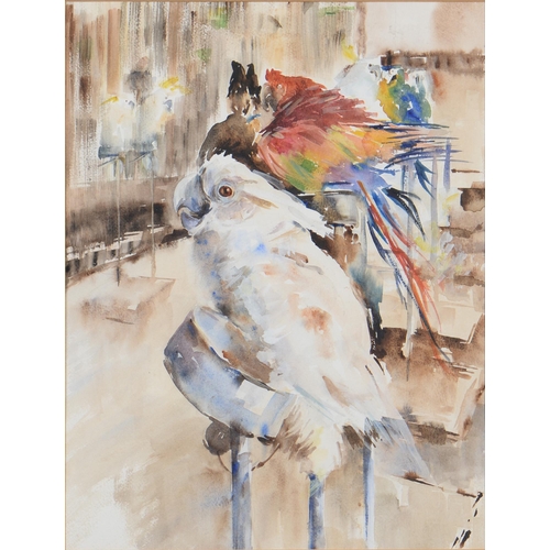 1183 - After Joseph Crawhall - The Aviary, watercolour, 43 x 33cm