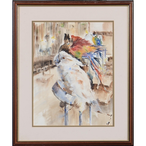 1183 - After Joseph Crawhall - The Aviary, watercolour, 43 x 33cm