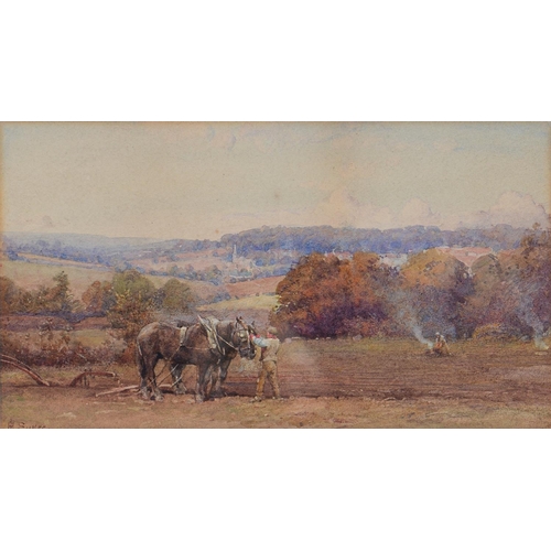 1188 - Henry Sikes RBA (1855-1921) - Ploughing Scene, signed, watercolour, 18 x 31.5cmProvenance: Trim... 