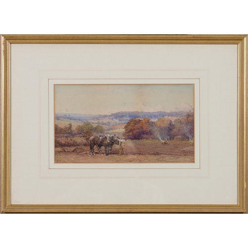 1188 - Henry Sikes RBA (1855-1921) - Ploughing Scene, signed, watercolour, 18 x 31.5cmProvenance: Trim... 