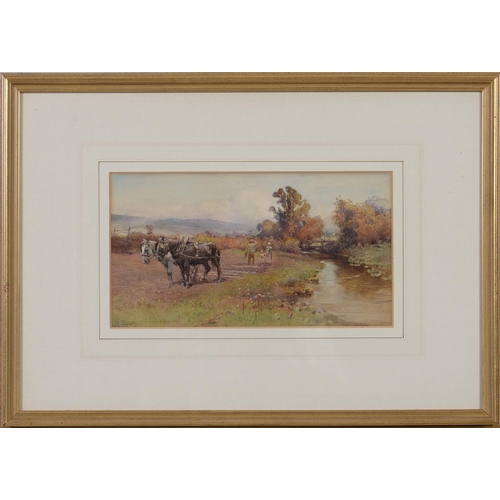 1189 - Henry Sikes RBA (1855-1921) - The Farmer's Family, signed, watercolour, 17.5 x 31.5cmProvenance: Tri... 