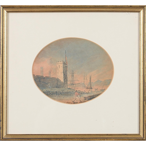 1199 - Samuel Owen (1768-1857) - Shipping off the Coast; Mariners and Shipping by a Fort; A Beached Boat by... 