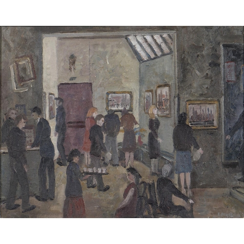 1206 - John Bowes (1899-1974) - Private View at the Mid-Day Studios, signed and inscribed with the title an... 