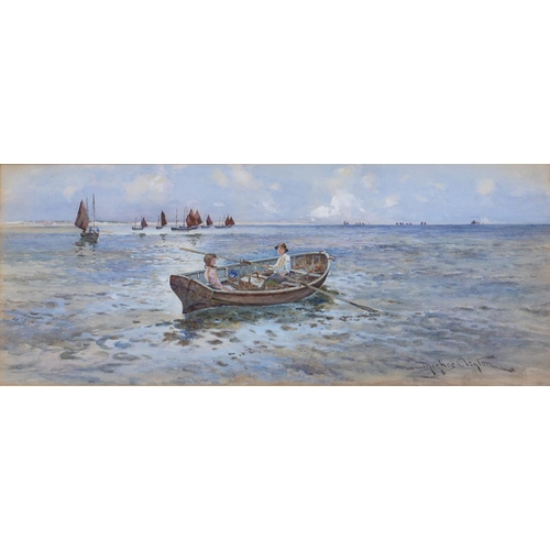 1208 - Joseph Hughes Clayton (1864-1940) - The Rowing Boat, signed, watercolour, 25 x 61cm