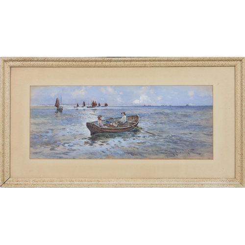 1208 - Joseph Hughes Clayton (1864-1940) - The Rowing Boat, signed, watercolour, 25 x 61cm