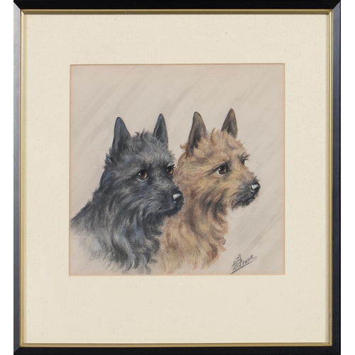 1210 - L W Fraser (20th c) - Portraits of Dogs, a set of three, all signed, pastel, 23 x 25.5cm (3)... 