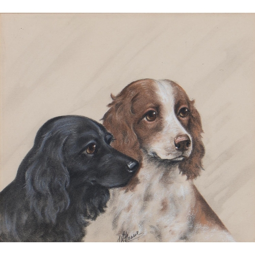 1210 - L W Fraser (20th c) - Portraits of Dogs, a set of three, all signed, pastel, 23 x 25.5cm (3)... 