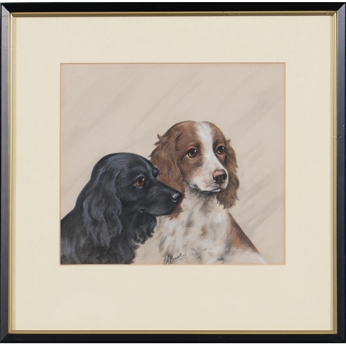 1210 - L W Fraser (20th c) - Portraits of Dogs, a set of three, all signed, pastel, 23 x 25.5cm (3)... 