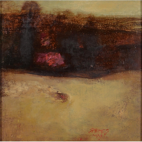 1214 - Maria Hlavinka Stenes (20th c) - Silence, signed, oil on board, 28 x 28cm