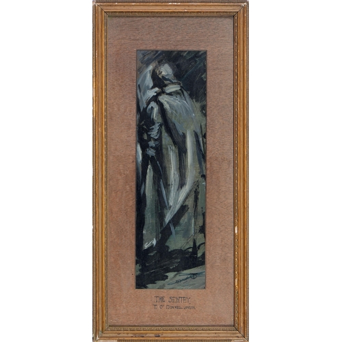 1217 - Thomas O'Donnell (1944-2020) - The Sentry, signed, oil on board, 35 x 10cm