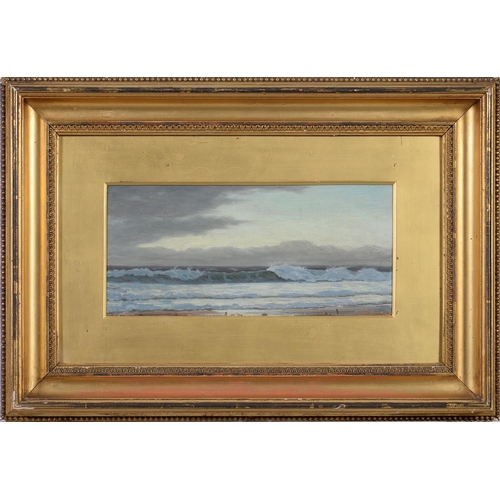 1219 - English School, early 20th c - The Sea, bears signature, oil on board, 14 x 31cm