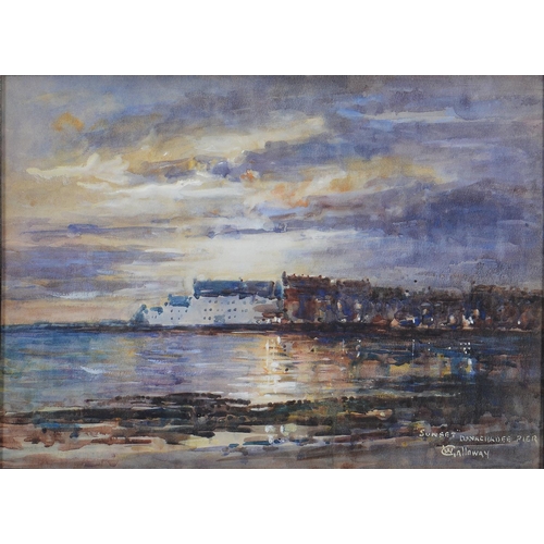 1220 - William Galloway (20th c) - Sunset Donaghadee, signed and inscribed, watercolour, 26 x 35.5cm... 