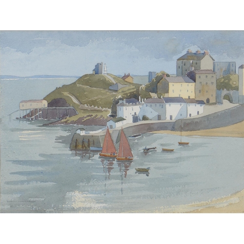 1233 - Dorothy Morse Brown (1900-1995) - Tenby Harbour, signed, watercolour, 27.5 x 37cm