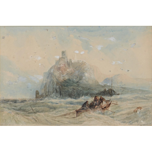 1234 - John Francis Salmon (1808-1886) - Rowing Boat in a Rough Sea, signed, watercolour, 31.5 x 48cm... 