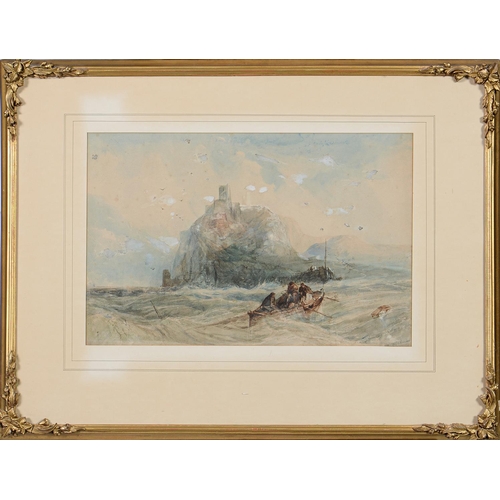 1234 - John Francis Salmon (1808-1886) - Rowing Boat in a Rough Sea, signed, watercolour, 31.5 x 48cm... 