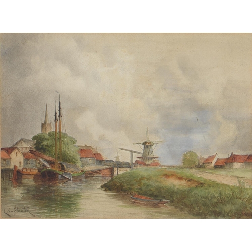 1235 - Louis van Staaten (1836-1909) - Canal Scene, signed, watercolour, 29.5 x 39.5cm, Alexander MacPherso... 