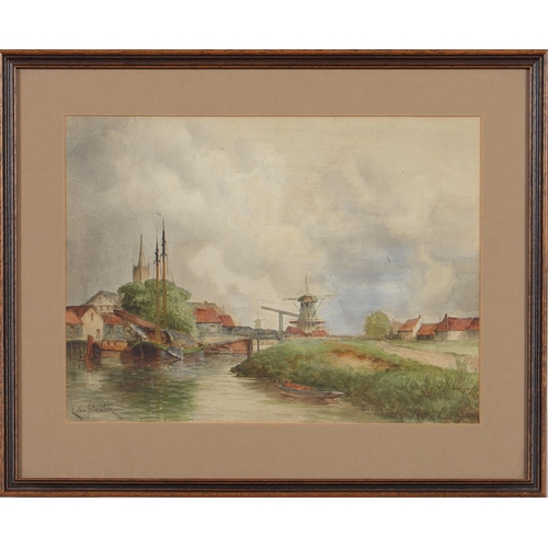 1235 - Louis van Staaten (1836-1909) - Canal Scene, signed, watercolour, 29.5 x 39.5cm, Alexander MacPherso... 