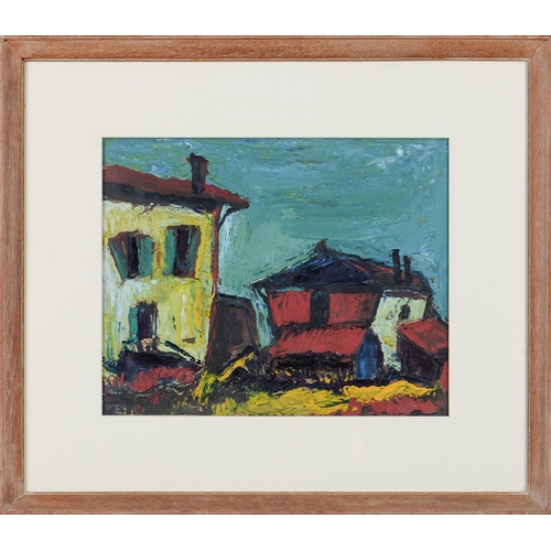 1237 - Jack Godderis (1916-1971) - Houses, oil on board, 38 x 47cm