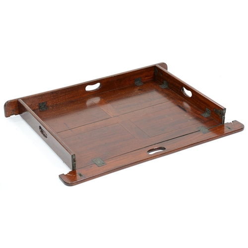 1286 - A George IV mahogany butler's tray, with brass latches and hinges, 53.5 x 80cm (when closed)... 