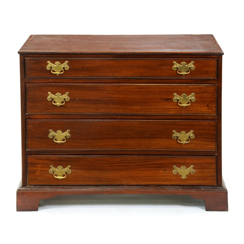 1356 - A mahogany chest of drawers,  with brass handles, on bracket feet, 76cm h; 46 x 92cm... 