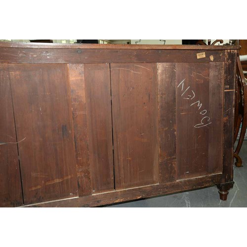 1351 - A George IV rosewood breakfront bookcase, with reel mouldings and fitted with shelves enclosed by pa... 