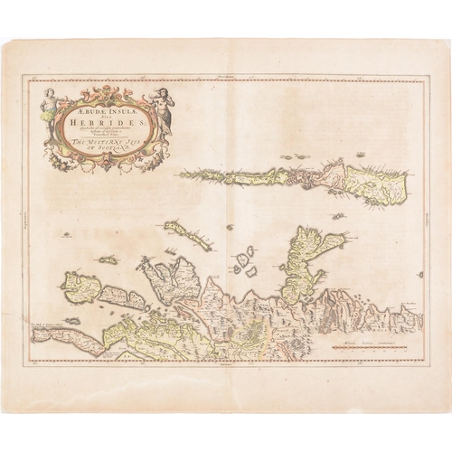 628 - Joan Blaeu - Hebrides double page engraved map from Blaeu's Atlas of Scotland, hand coloured, 48.5 x... 