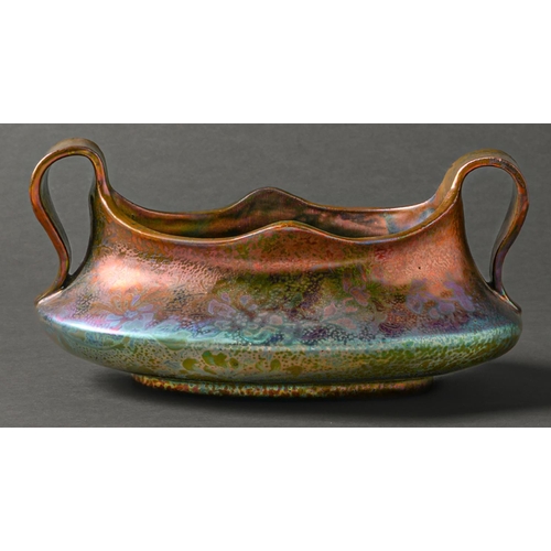 153 - A Clement Massier lustre bowl, c1900, painted with stylised flowers and leaves in ruby lustre and ir... 