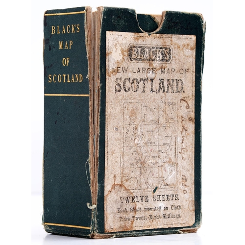 565 - Blacks New large map of Scotland Scale 4inches:1mile, engraving on twelve sheets, in full contempora... 